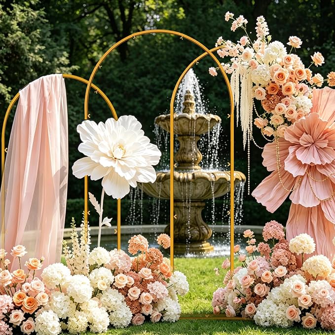 Metal Arch Backdrop Stand Set of 3 Wedding Arch Stand 7.2FT & 6.6FT & 6FT Arched Backdrop Frame for for Wedding Ceremony Baby Shower Birthday Party Graduation Ceremony Decoration