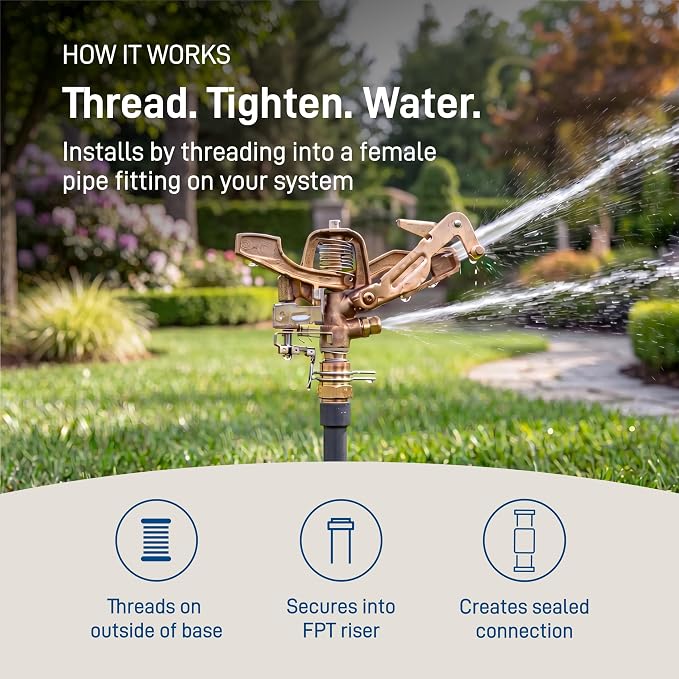 Orbit 55016 Brass Impact Sprinkler Head, Dual Nozzle, 3/4 in. MPT