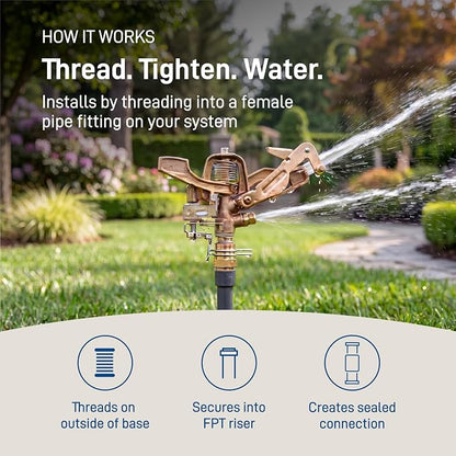 Orbit 55016 Brass Impact Sprinkler Head, Dual Nozzle, 3/4 in. MPT