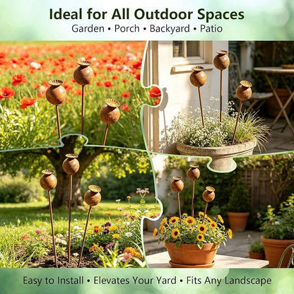 3 PCS Metal Flowers for Outside,23 Inch Large Garden Stakes Decorative,Flower Bed Decor Plant Stakes, Garden Statues Outdoor Clearance, Metal Yard Art Outdoor, Plant Decorations for Pots