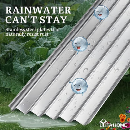 YITAHOME 8x4x3ft Galvanized Raised Garden Bed, Metal Planter Box with Safety Rubber, Gloves, Outdoor Flower Bed for Planting Plants Vegetables, Silver