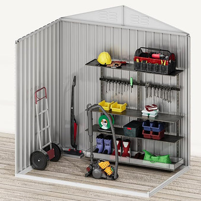 DWVO 6x4ft Metal Outdoor Storage Shed, Waterproof Tool Shed Heavy-Duty Storage Unit with Lockable Door and Vents, Ideal for Bicycles, Tools, Lawnmowers, Backyards, Patios, Lawns - Brown