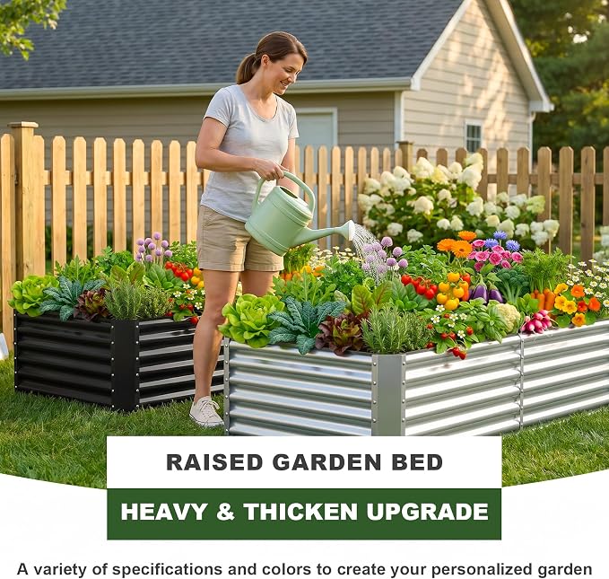 AHEONLAR 6x3x1.5ft Galvanized Raised Garden Bed Outdoor, Rectangle Metal Planter Box for Vegetables, Flowers, Herbs and Plants, Durable Garden Bed with Easy Assembly, Silver