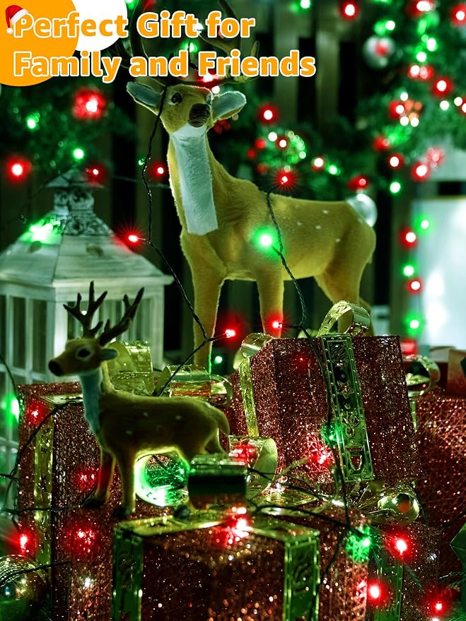 BrightChristmas 500 LED 164 FT Christmas Lights, Waterproof Outdoor String Lights with Remote and Timer, Christmas Tree Lights with 8 Modes Dimmable, Fairy Lights for Holiday Decor (Red and Green)