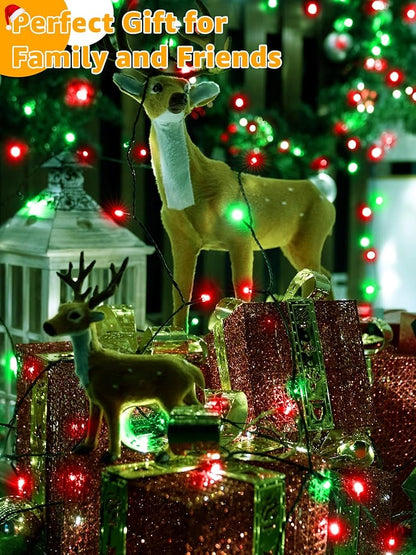 BrightChristmas 500 LED 164 FT Christmas Lights, Waterproof Outdoor String Lights with Remote and Timer, Christmas Tree Lights with 8 Modes Dimmable, Fairy Lights for Holiday Decor (Red and Green)