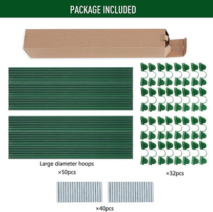 MAXPACE Greenhouse Hoops Kit, DIY 8ft Grow Tunnel, Fits Raised Garden Beds 2.8ft Wide & Up, 50 Pcs Rust-Proof Fiberglass Frame Support Rods for Row Cover, Shade Cloth, Frost Netting & Plant Stakes