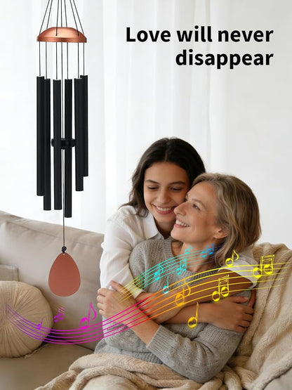 Large Aluminium Wind Chimes for Outside 37" Black Wind Catcher | Deep Tone,Soothing Melody,Zen Atmosphere,Garden Patio Outdoor Decor,Memorial Wind Chimes,Gift for Mom Women Grandma Neighbor