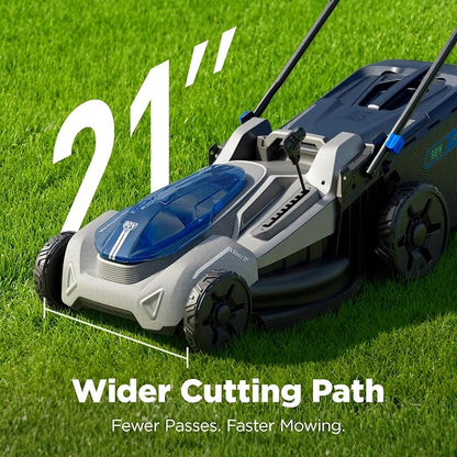 21" Cordless Lawn Mower, 40V Lightweight Push Mower with 2×4.0Ah Battery & Charger, Lawn Care, Backyard Maintenance