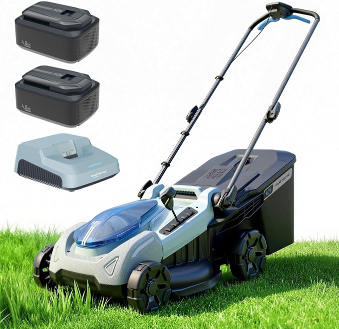 18-Inch Electric Lawn Mower, 40V Brushless Cordless Push Mower with 2x4.0Ah Battery & Charger, 2-in-1 Mulching/Bagging, 6-Position Height for Small to Medium Yards