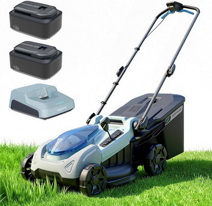 18-Inch Electric Lawn Mower, 40V Brushless Cordless Push Mower with 2x4.0Ah Battery & Charger, 2-in-1 Mulching/Bagging, 6-Position Height for Small to Medium Yards