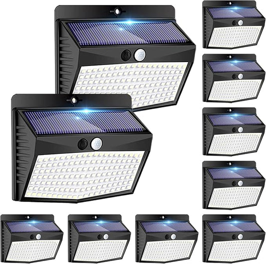 Peasur Solar Outdoor Lights, [138 LED/10 Packs] Solar Motion Sensor Security Lights with 3 Lighting Modes Wall Lights Waterproof Solar Powered Lights for Garden Fence Yard Deck