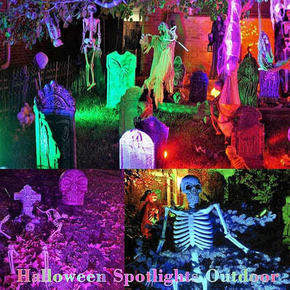 Halloween Christmas Spotlights Outdoor: RGBW Spot lights Plug in 120V Remote Control 16 Color Changing Waterproof LED Landscape Spotlights for Yard Garden Lawn Holiday Décor, 6 Pack (RGB + Warm Light)