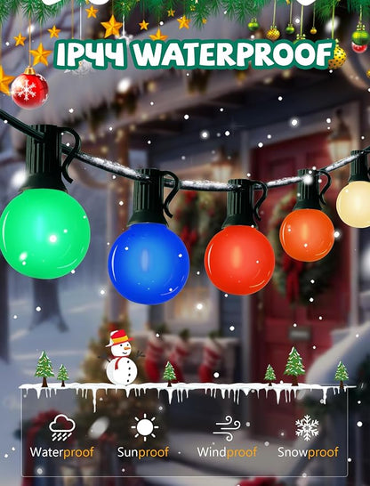 G40 LED Outdoor Christmas String Lights, 25FT Hanging Globe String Light | 25+2 Shatterproof Ceramic Multicolor Lights, Connectable, Waterproof Patio Lights for Balcony Pergola Decor, Green Wire