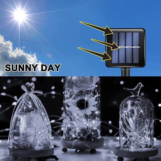TW SHINE White Solar String Lights Outdoor, Total 160 FT 480 LED Solar Powered Waterproof Fairy Lights 8 Modes Copper Wire Lights for Christmas Party Tree Wedding Yard Decorations, 4 Pack