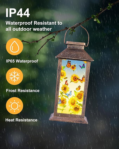Sunflower Solar Lanterns Outdoor Waterproof Garden Decor Birthday Gifts for Women Mom Grandma Sister, Hanging LED Plastic Solar Lights Outside Decorative for Yard Patio Backyard Lawn Decorations