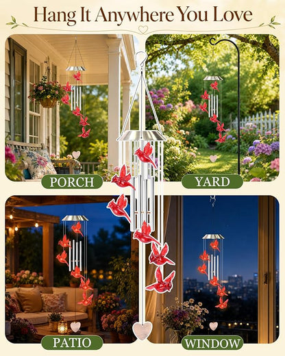 Nacome Wind Chimes for Outside: Tubes Memorial Wind Bell Mother's Day Birthday Gifts for Mom Women Grandma Her - Yard Garden Indoor Outdoor Decor (Cardinal)