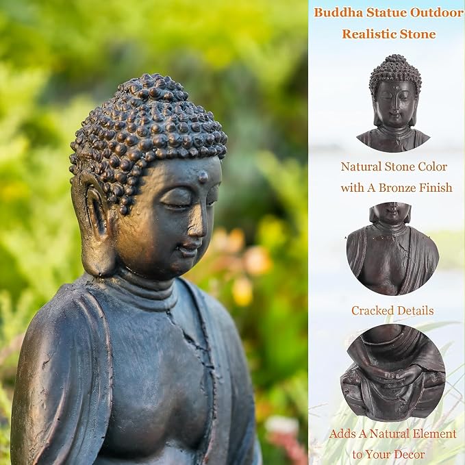 14" Buddha Statue Outdoor, Buddha Statues Home Indoor, Zen Decor Buda Garden