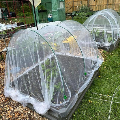 Garden Netting Kit for Raised Beds,10x33ft Ultra Fine Insect Netting Garden Bed Covers & 6 Sets of 8ft Fiberglass Garden Hoops (8 Sets Garden Hoops with White10x33ft Garden Netting)