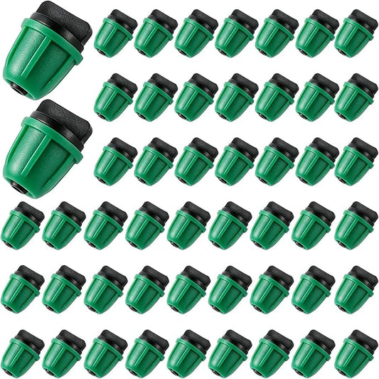 50 Pcs 1/4 Inch Irrigation Tubing End Plugs Fittings,(0.17" ID x 0.25" OD) Lock Barbed End Plugs for 1/4" Tubing Drip Line Plugs End Cap for Drip Irrigation System Connection Parts(Green-End Cap)