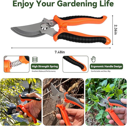 4-in-1 Weeding Tool with Hoe, Grabber, Pruning Shears & Scrub Brush,Garden Hoe & Weed Puller Tool with Long Handle,Dandelion Heavy Duty Uprooting Tool for Lawn Yard Garden