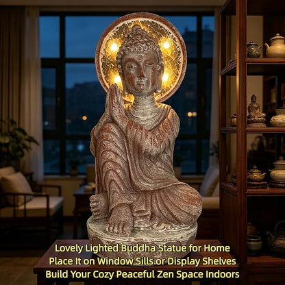 Buddha Statue Outdoor, 11.5in,Solar Buddha,Buddha Statue,Garden Buddha Statue Outdoor,Buddha Decor,Zen Garden Decor Outdoor,Garden Statue Deals Buddha 003