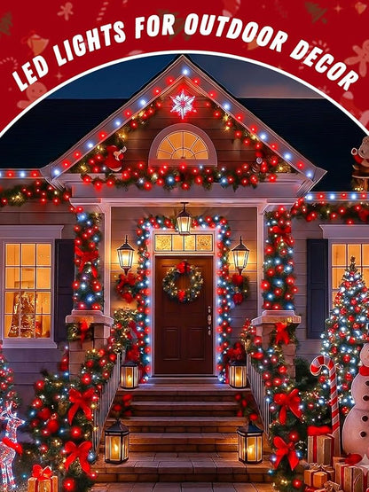 4 Pack 60 LED Fairy Lights Battery Operated with Timer, 20FT Waterproof String Lights Indoor Outdoor, Cuttable Battery Light for Bedroom Wedding DIY Centerpiece Christmas Decorations (Red and White)
