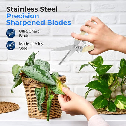 SereneLife Gardening Hand Pruner, Pruning Shear with Straight Stainless Precision-Sharpened Steel Blades, Soft and Comfortable Grip Avoid Hand Fatigue, Secure And Easy To Lock