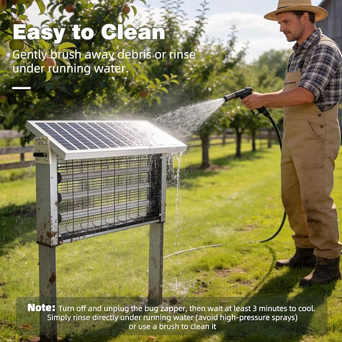 Heavy-Duty Large Solar Bug Zapper Outdoor for 1/2 Acre with 40W Solar Panel | Aluminum Rechargeable Solar Zapper with High Powered, Waterproof Solar Bug Zapper for Patio Garden Backyard Farm Large Places