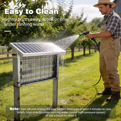 Heavy-Duty Large Solar Bug Zapper Outdoor for 1/2 Acre with 40W Solar Panel | Aluminum Rechargeable Solar Zapper with High Powered, Waterproof Solar Bug Zapper for Patio Garden Backyard Farm Large Places