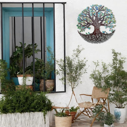 Metal Wall Decor Tree of Life Wall Art Silhouette Outdoor Wall Art for Your Garden Fence Patio Balcony