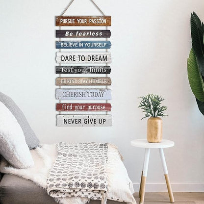 Joyhawk Motivational Wall Art Decor with Positive Quotes, Inspirational Wall Art Room Decor for Teen Girls Women, Rustic Wall Hanging Plaque Sign for Home Office Living Room Bathroom - 12x24 inch