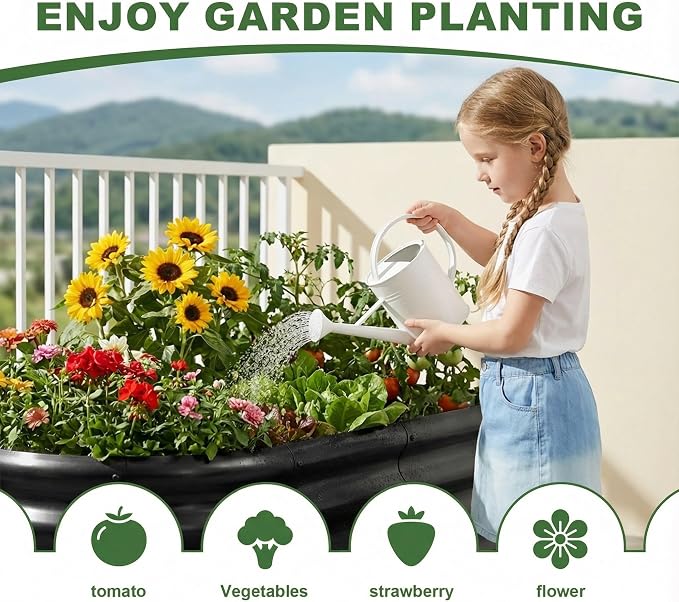 AHEONLAR 3 Pack 4×2×1.5ft Galvanized Raised Garden Bed Outdoor, Sturdy Planter Boxes for Vegetables, Fruits, Flowers and Plants, Easy Assembly, Black