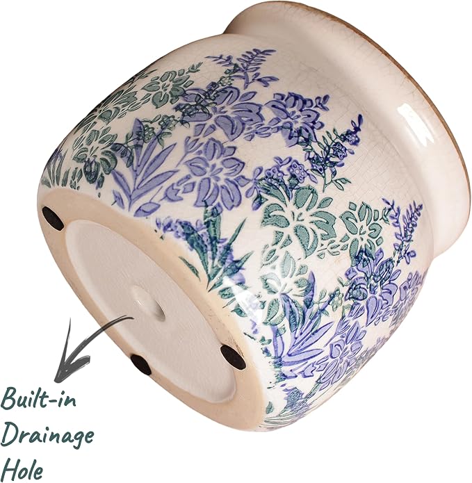Xiaan Jiaju Pots for Plants, Ceramic Planters for Indoor/Outdoor Plants, 6.29'' Plant Pots Indoor with Drainage, Vase & Planters, Vintage Rustic Pots for Indoor Plant, House & Home Decor, Vintage Blue