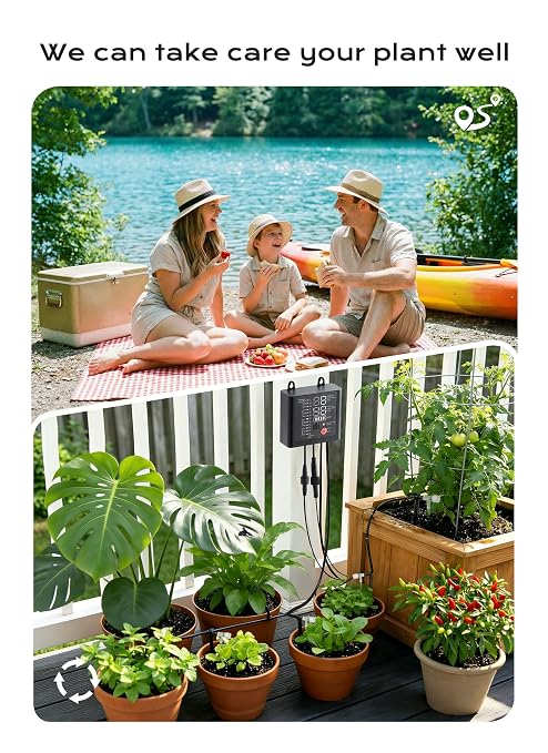 49ft Solar Drip Irrigation System with USB Charging for 15 Potted Plants | Plant Watering Devices, Automatic Watering System IP44 Waterproof 2200mAh for Garden Farm Greenhouse(Black)
