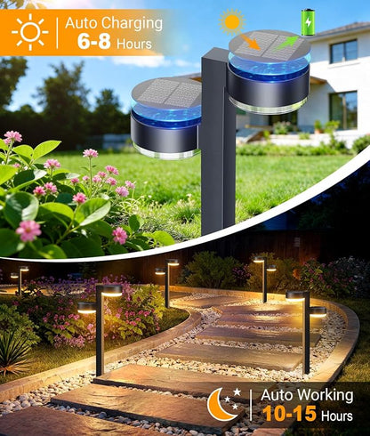 Bright Solar Pathway Lights Outdoor, 6 Pack with 12 Heads Garden Lights Solar Powered Path Lights Up to 15 Hrs, Auto On/Off Waterproof Outdoor Solar Light for Yard Walkway Driveway Patio Lawn