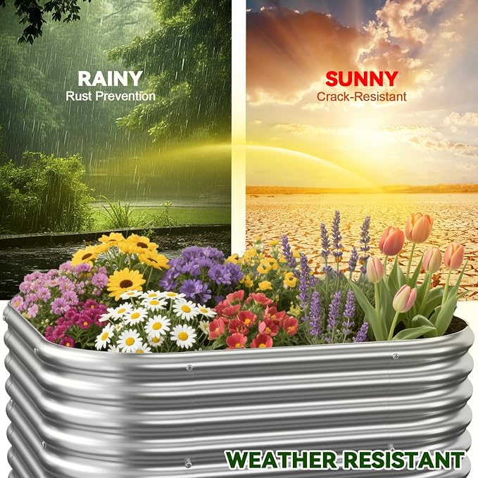 4 Pack Tall 2x2x1.5FT Corrugated Galvanized Steel Raised Garden Bed Outdoor, Metal Above Ground Garden Bed for Vegetables and Flowers, Raised Beds for Gardening