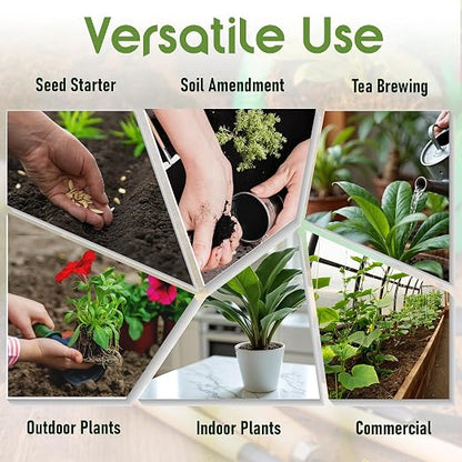 100% Organic Worm Castings (3lbs) - Earthworm Fertilizer & Soil Amendment for Indoor Outdoor Plants Gardens Vegetables - Odorless Non-Burning Pet Safe