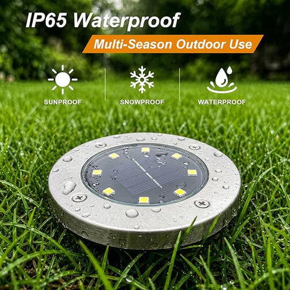 OULONGER Solar Lights Outdoor Waterproof, 12 Pack Solar Ground Lights with Large Capacity Battery, High Efficiency Solar Powered Lights for Outdoor Garden, Patio, Pathway and Yard (Warm Light)
