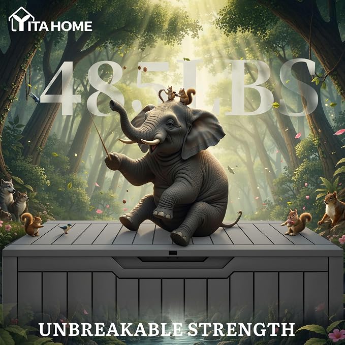 YITAHOME 100 Gallon Outdoor Storage Box | Large Water Resistant Resin Deck Box, Indoor Outdoor Lockable Storage Container for Patio, Garden, Cushions, Tools, Equipment