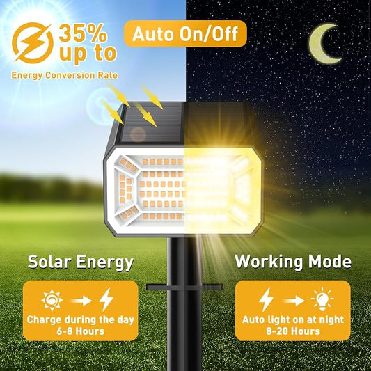 800 Lumens Solar Spot Lights Outdoor, 8 Pack Solar Landscape Lights with 100 LEDs Each, 4 Lighting Modes, IP65 Waterproof, 2-in-1 Solar Spotlights for Yard Garden Pathway Driveway(Warm White)