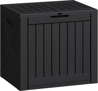 Greesum 40 Gallon Outdoor Deck Box with Lock, Resin Storage Chest for Patio Furniture Cushions, Garden Tools, Pool Toys, Waterproof & UV Resistant, Large Capacity, Dark Black