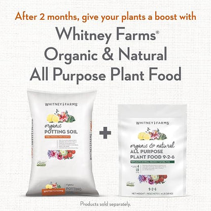 Whitney Farms Organic Potting Soil - Natural Indoor and Outdoor Container Mix, Organic Potting Soil for Vegetables, Herbs and Flowers, Feeds Plants up to 2 Months, 16 qt.