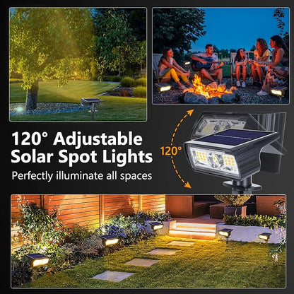 Toodour Solar Spot Light Outdoor, 2 Pack Solar Lights Outdoor with 2 Modes, Waterproof Solar Powered Flood Lights Landscape Lighting for Yard Garden Home Pathway Walkway Outdoor Decor - Warm White