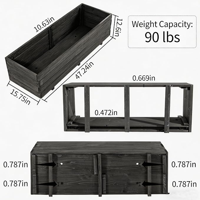 Fir Wood Raised Garden Bed Rectangular Planter for Outdoor Tomato Planter | For Herbs & Flowers Garden Includes Fabric Planter Liner, 4 Drainage Holes