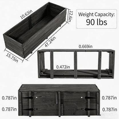 Fir Wood Raised Garden Bed Rectangular Planter for Outdoor Tomato Planter | For Herbs & Flowers Garden Includes Fabric Planter Liner, 4 Drainage Holes