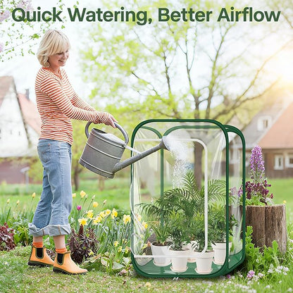 OnBrand 2-Pack 24.65" x 24.65" x 35.59" Pop Up Mini Greenhouse with Storage Bag & Zipper Door, PVC Indoor Outdoor Portable Greenhouse for Winter Plant Protection Backyard Garden Patio Balcony Porch