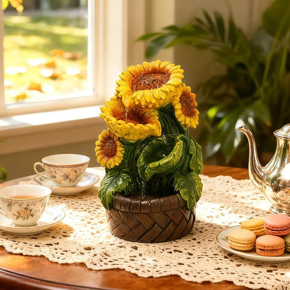 Tabletop Water Fountain Indoor Themed Sunflower Fountain Indoor Table Top Waterfall Desk Decor for Home Meditation Relaxation(Sun)