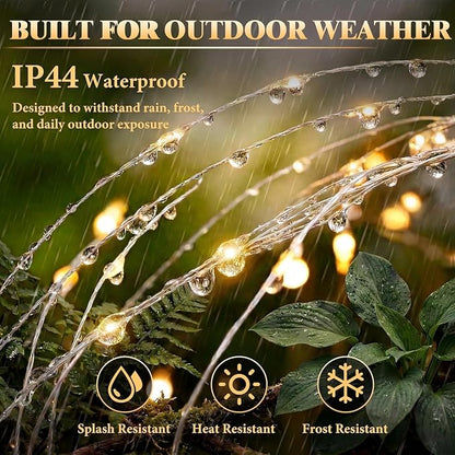 Solar Firework Lights, 10 Pack 120 LEDs 8 Lighting Modes Solar Fairy Garden Lights Outdoor Waterproof for Yard Patio Walkway Pathway Party Wedding Balcony Decorative- Warm White