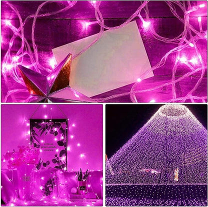 Pink String Lights Outdoor Valentines Day Decorations, 8 Modes Fairy Christmas Lights Plug in for Bedroom Tree Outsides Decor (Pink, 300Led)