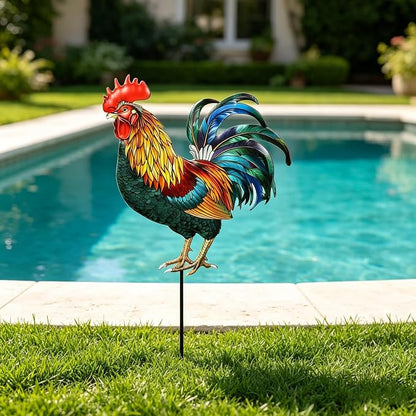 Decorative Garden Stakes with Roosters Design,Ideal for Chicken Lovers for Yard Art, Outside, Patio, Outdoor Decor, Garden Decorations, Lawn Ornaments